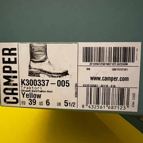 Camper Leather Traktori Bootie In Yellow Sz EU 39, US 6, UK 5.5 - Picture 3 of 7